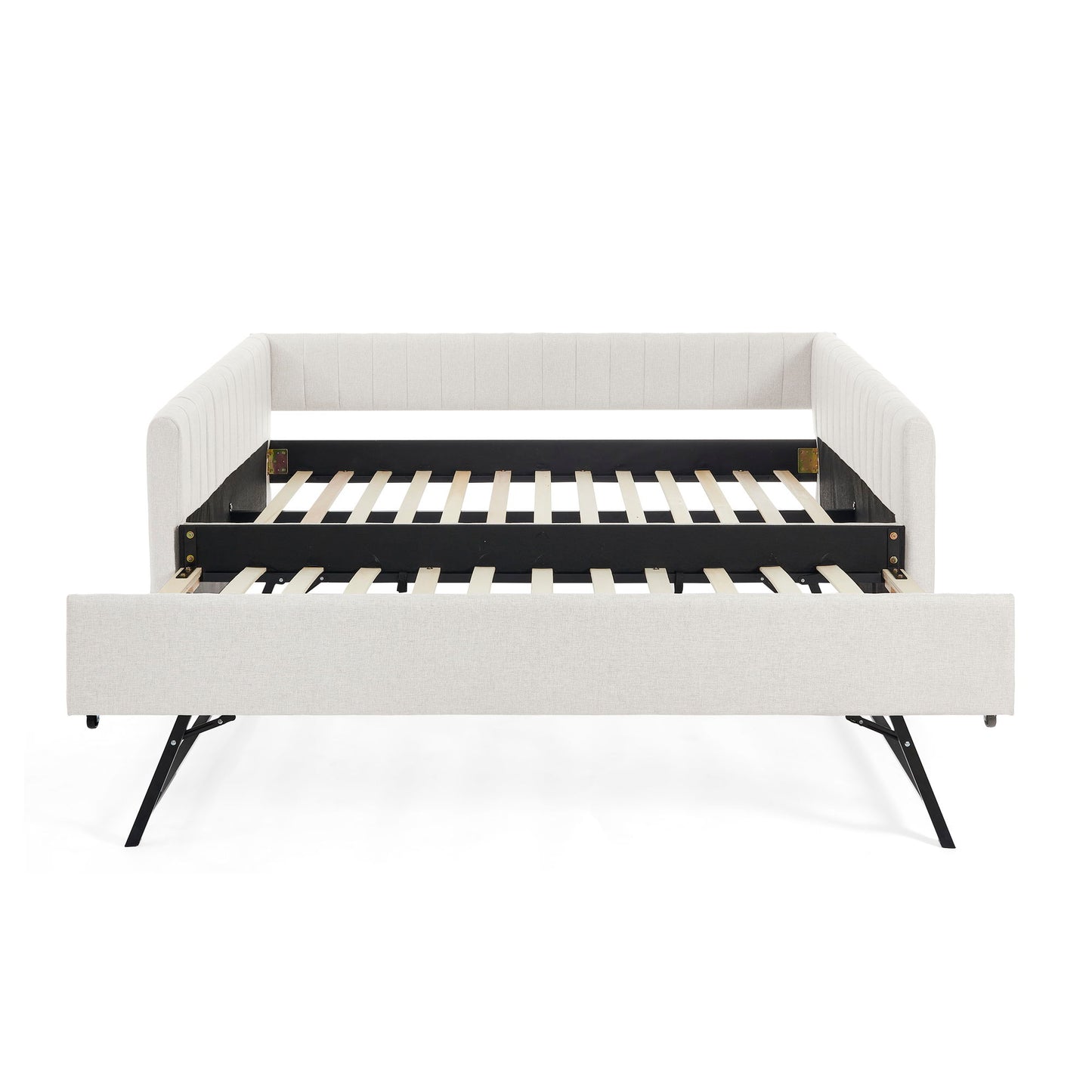 Upholstered Daybed With Trundle With Vertical Stripes - The Sleep Loft - Online Mattress Showroom NYC