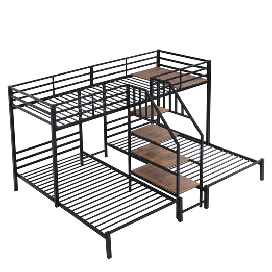 Metal Bunk Bed With Storage Shelves Staircase - The Sleep Loft - Online Mattress Showroom NYC