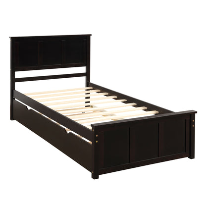 Platform Bed With Twin Trundle, Twin Size - Espresso - The Sleep Loft - Online Mattress Showroom NYC