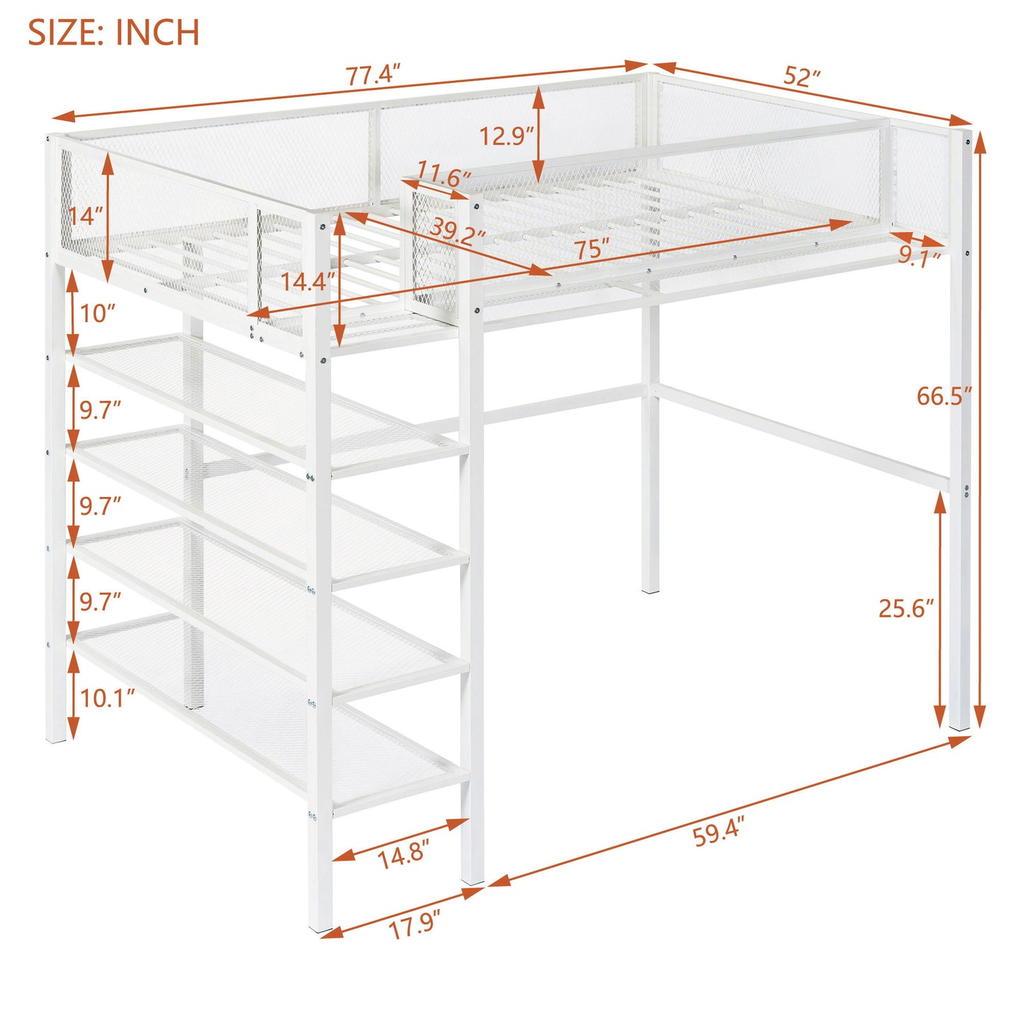 Loft Bed With 4 Tier Shelves And Storage - The Sleep Loft - Online Mattress Showroom NYC