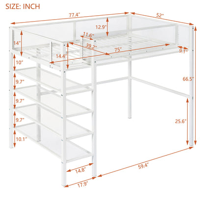 Loft Bed With 4 Tier Shelves And Storage - The Sleep Loft - Online Mattress Showroom NYC