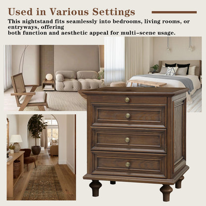 Farmhouse Nightstand With 4 Drawers