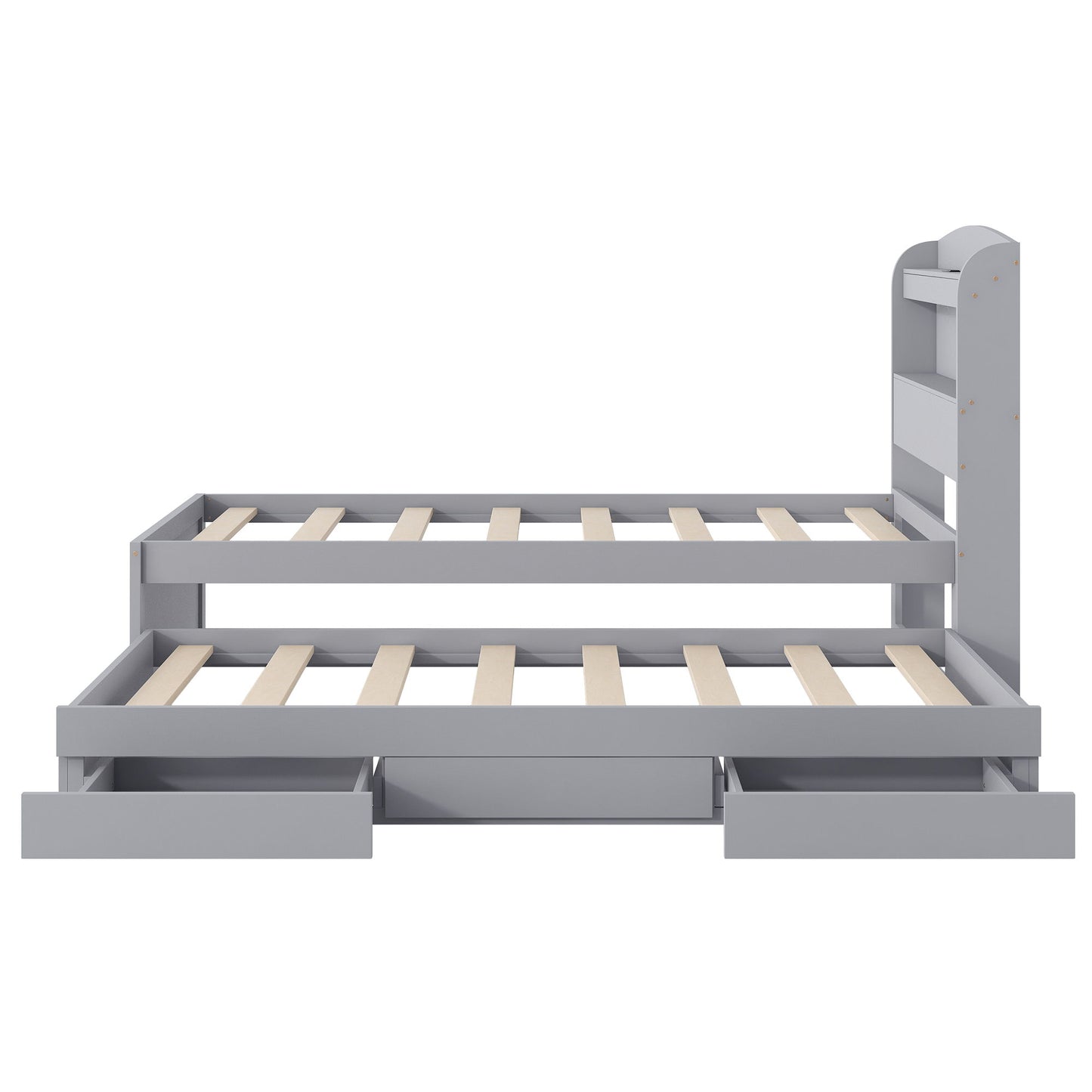 Platform Bed With LED Headboard, Charging Station, Trundle And 2 Drawers - The Sleep Loft - Online Mattress Showroom NYC