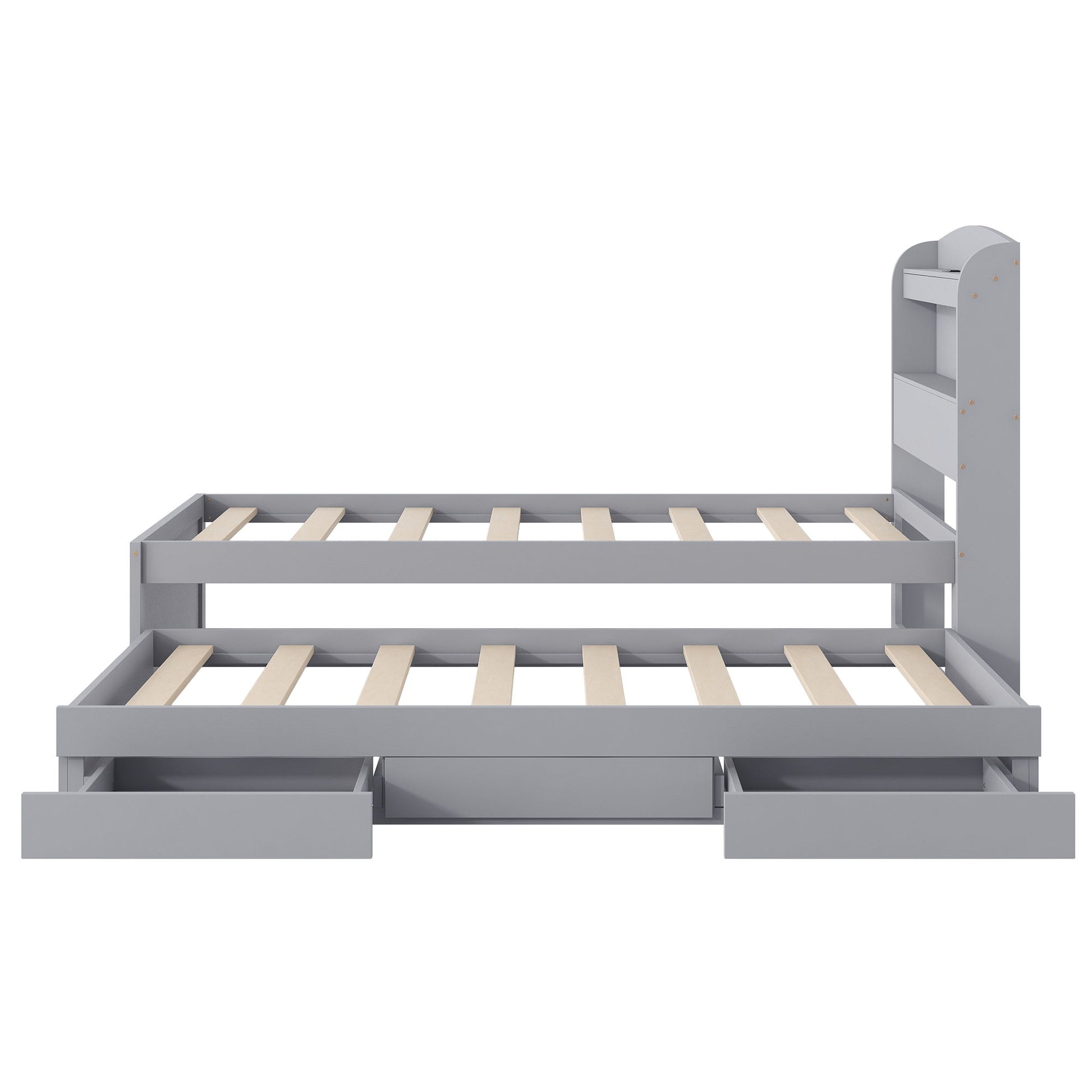Platform Bed With LED Headboard, Charging Station, Trundle And 2 Drawers - The Sleep Loft - Online Mattress Showroom NYC