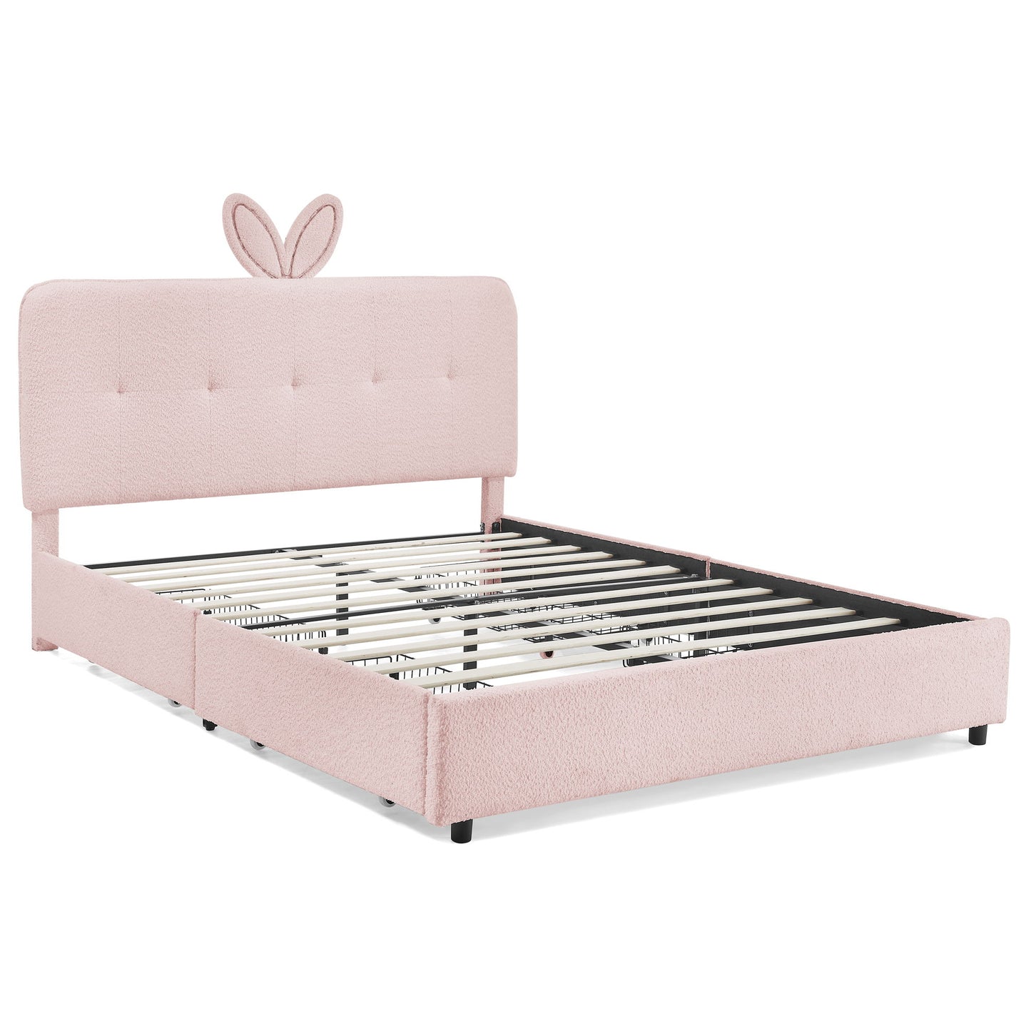 Upholstered Bed With Oversized Rabbit Ear Headboard, LED Lights & 4 Storage Drawers - The Sleep Loft - Online Mattress Showroom NYC