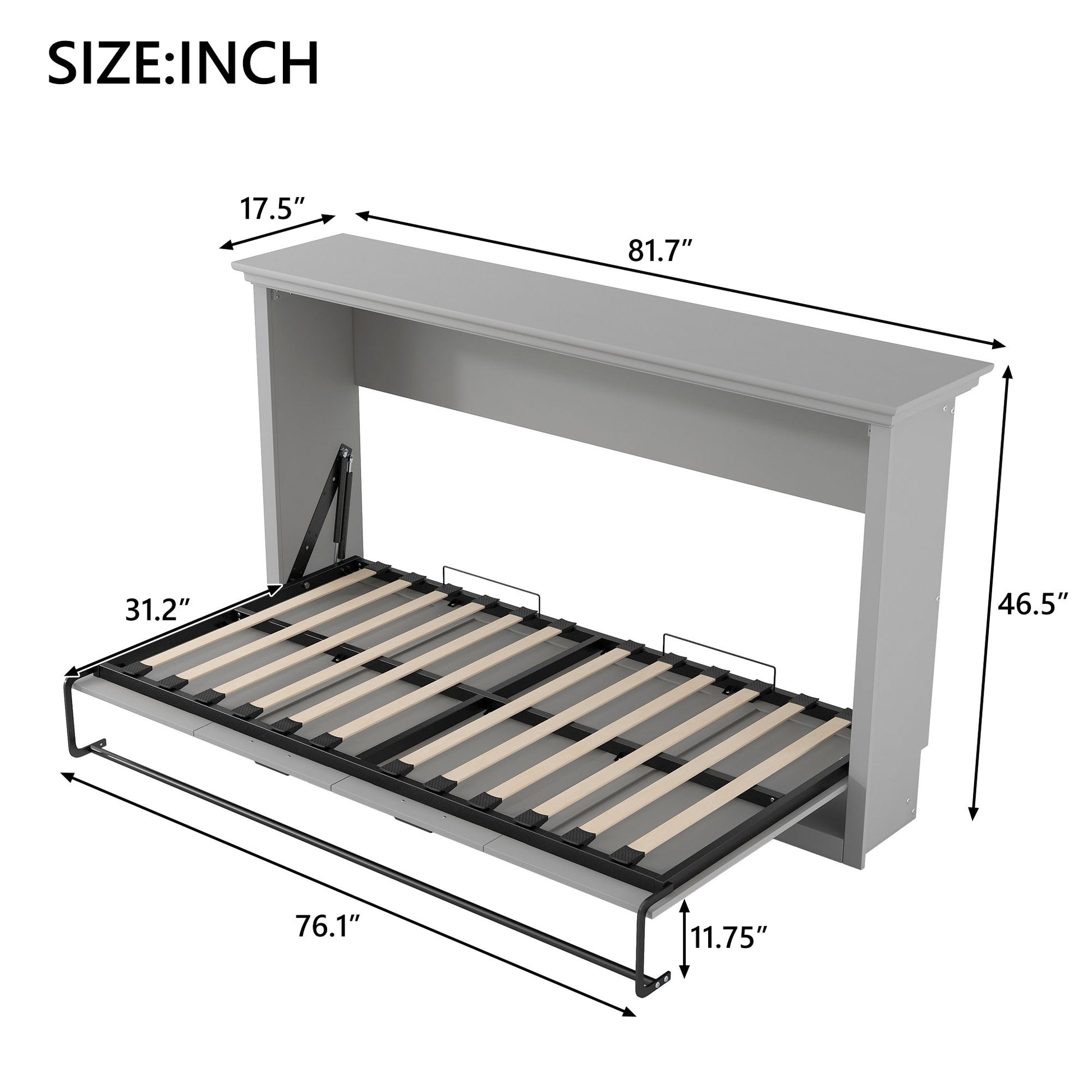 Twin Size Murphy Bed With Cabinet Storage - Gray - The Sleep Loft - Online Mattress Showroom NYC