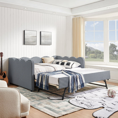 Gingham Daybed With USB Charging Port, Wave-Shaped Design - The Sleep Loft - Online Mattress Showroom NYC