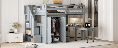 Loft Bed With Stairs, Bookshelf, Drawers, Desk & Wardrobe, Space Saving Multifunctional Furniture - The Sleep Loft - Online Mattress Showroom NYC
