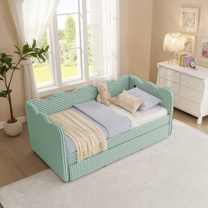 Gingham Daybed With USB Charging Port, Wave Shaped Design - The Sleep Loft - Online Mattress Showroom NYC