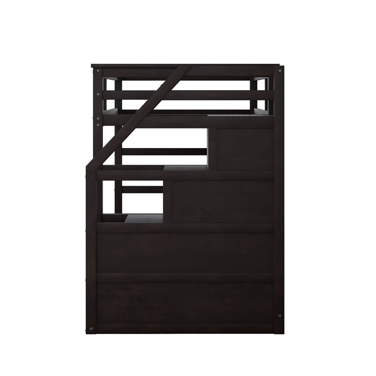 Twin Over Twin Bunk Bed With Twin Size Trundle And 3 Storage Stairs - Espresso - The Sleep Loft - Online Mattress Showroom NYC