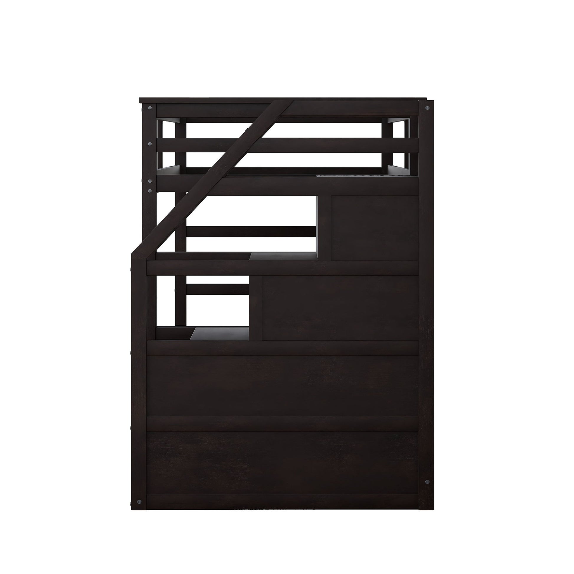 Twin Over Twin Bunk Bed With Twin Size Trundle And 3 Storage Stairs - Espresso - The Sleep Loft - Online Mattress Showroom NYC