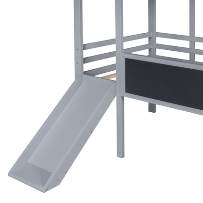Loft House Bed With Ladder And Slide, With board And Light Strip On The Roof - The Sleep Loft - Online Mattress Showroom NYC