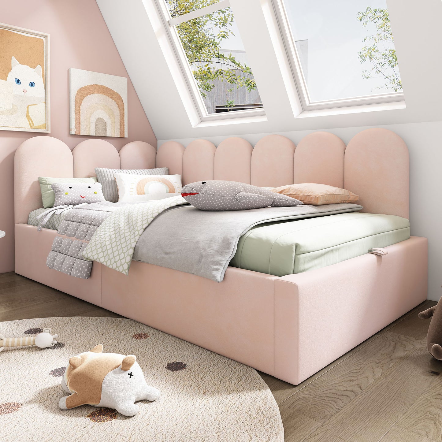Upholstered Daybed With Metal Slatted Base - The Sleep Loft - Online Mattress Showroom NYC