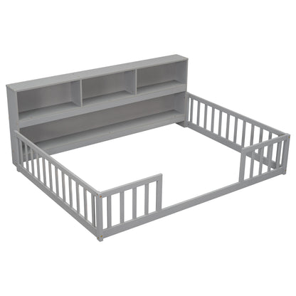 Floor Bed With Side Bookcase, Shelves, Guardrails - The Sleep Loft - Online Mattress Showroom NYC