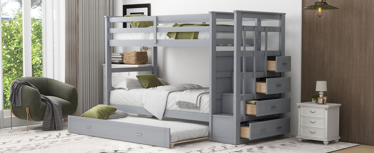 Bunk Bed With Trundle And Staircase - The Sleep Loft - Online Mattress Showroom NYC