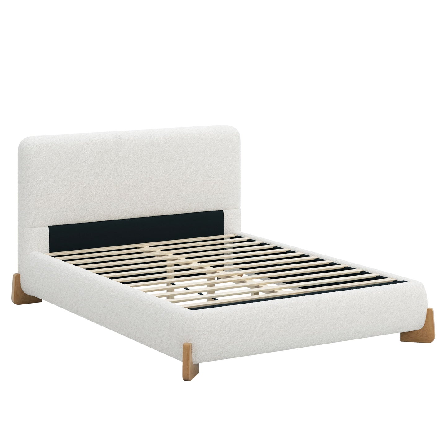 Elegant Boucle Upholstered Bed With Solid Wood Feet - The Sleep Loft - Online Mattress Showroom NYC