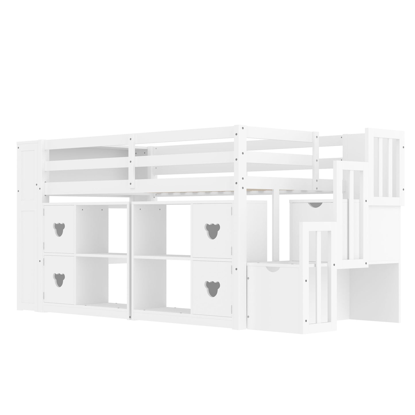 Loft Bed With Storage Cabinets, Staircase Drawers & LED Lights - The Sleep Loft - Online Mattress Showroom NYC