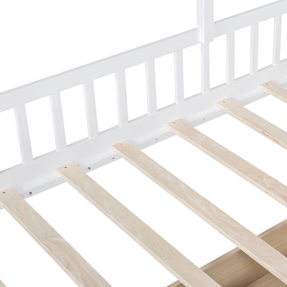 House Bed With Sofa, Kids Platform Bed With 2 Drawers And Storage Shelf - The Sleep Loft - Online Mattress Showroom NYC