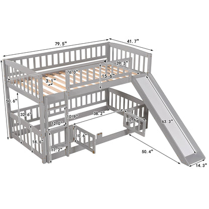 Low Bunk Bed With Slide, Fence And Ladder - The Sleep Loft - Online Mattress Showroom NYC