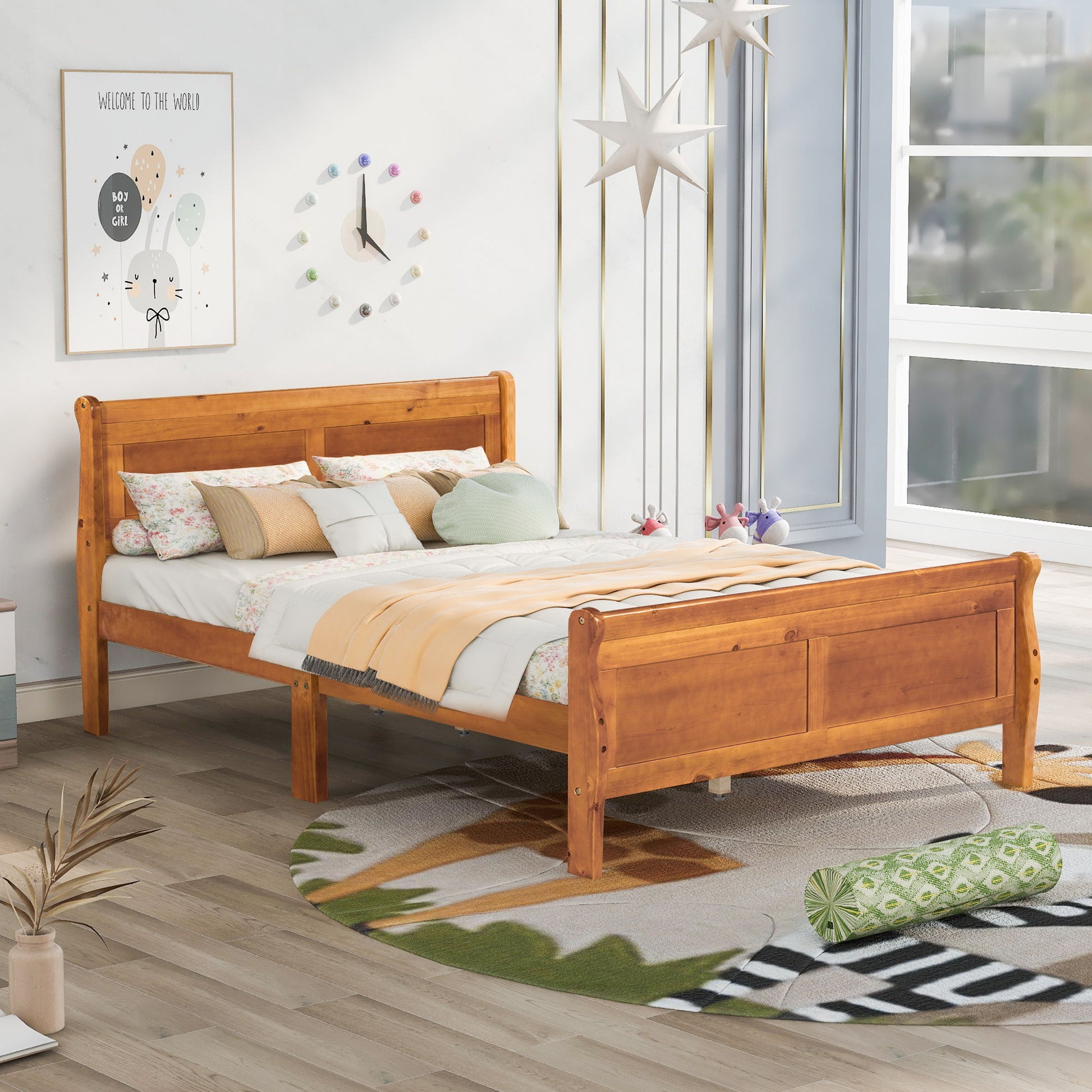 Platform Bed Frame Mattress Foundation Sleigh Bed With Headboard / Footboard / Wood Slat Suppor - The Sleep Loft - Online Mattress Showroom NYC