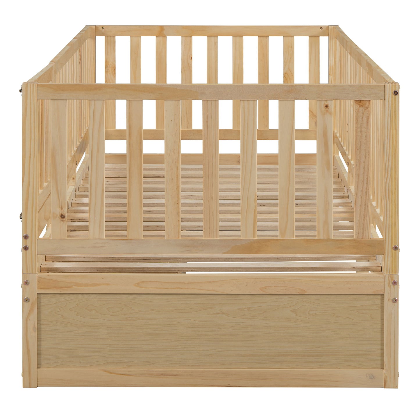 Daybed With Fence Guardrails And 2 Drawers, Split Into Independent Floor Bed & Daybed - The Sleep Loft - Online Mattress Showroom NYC