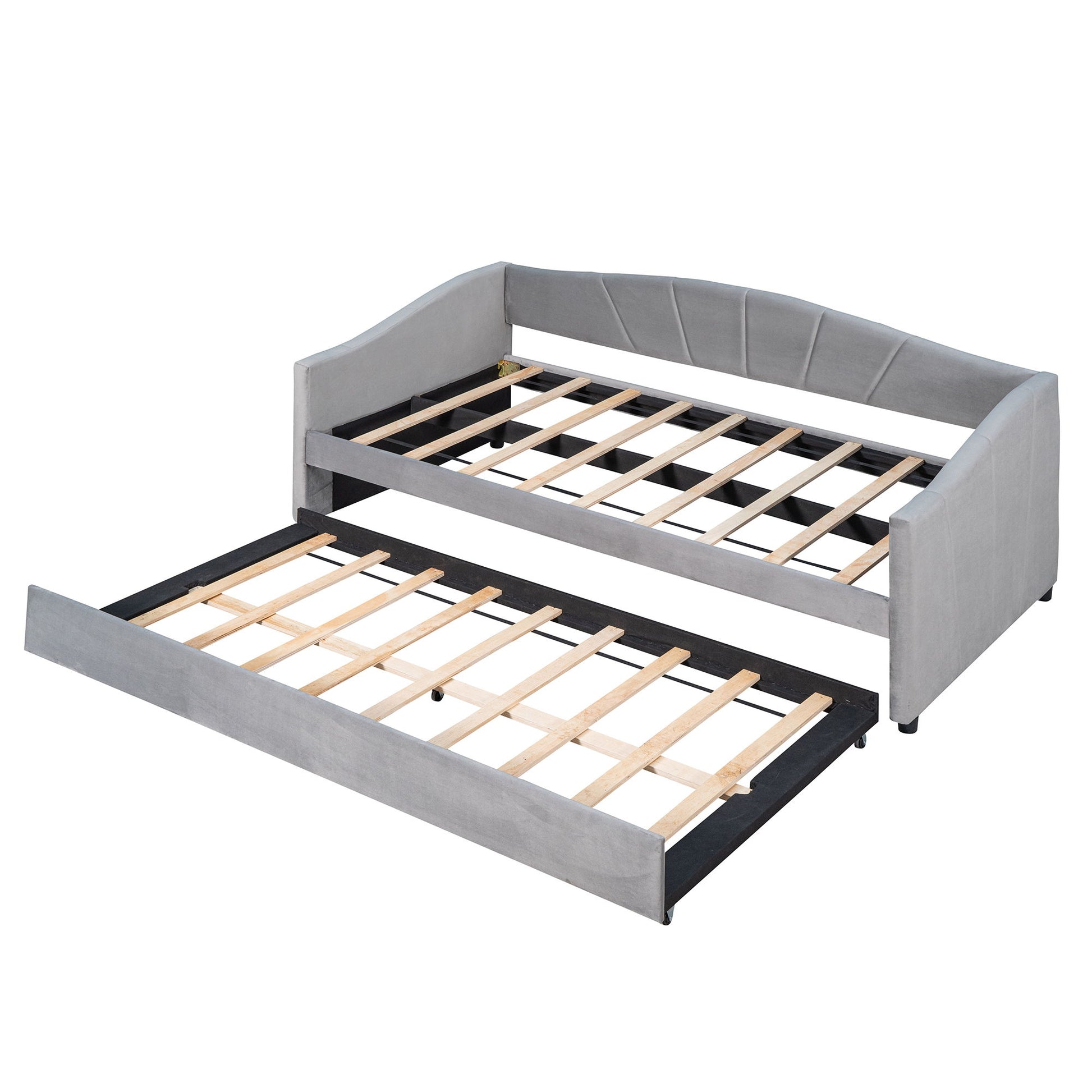 Upholstered Daybed Sofa Bed With Trundle Bed And Wood Slat - The Sleep Loft - Online Mattress Showroom NYC