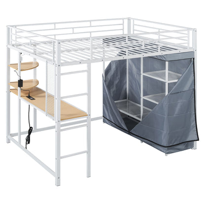 Loft Bed With Desk, Shelves, Power Outlet, LED Light And Wardrobe - The Sleep Loft - Online Mattress Showroom NYC