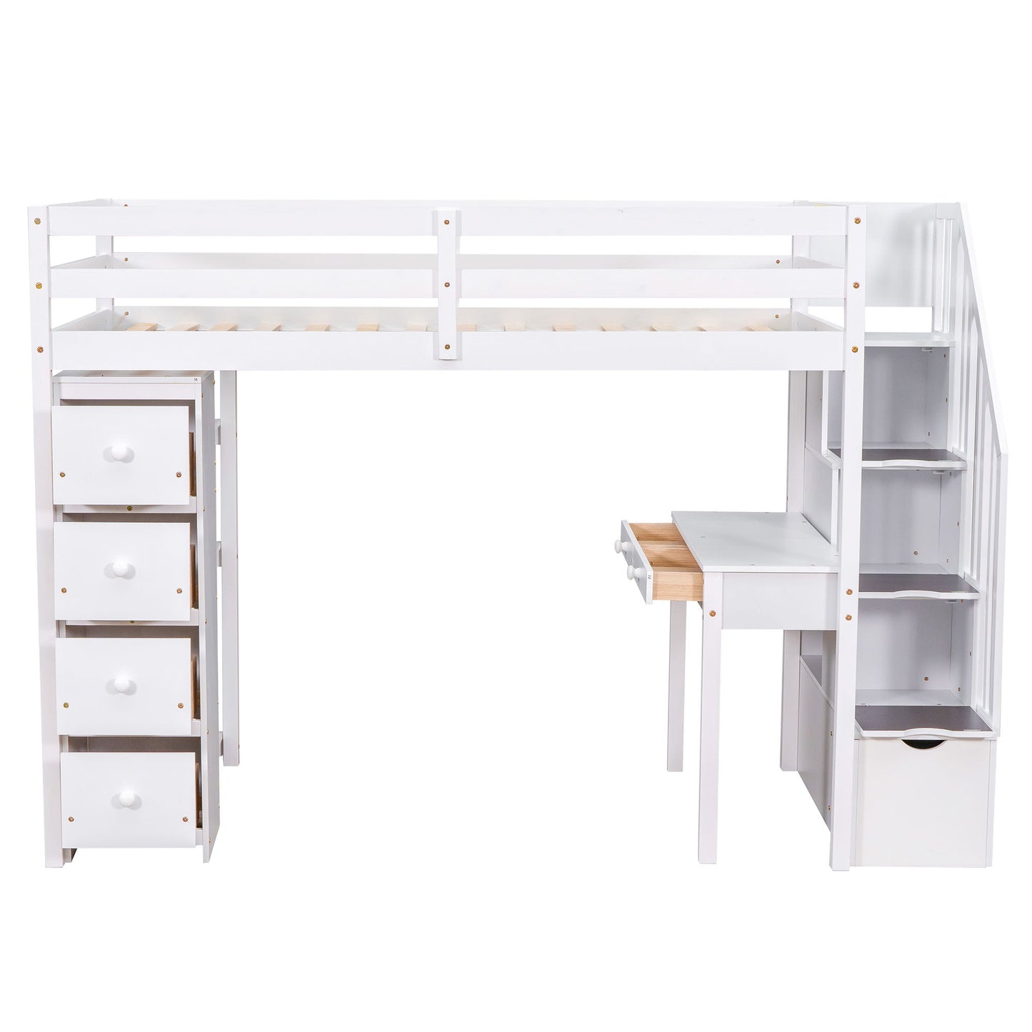 Loft Bed With Storage Drawers, Desk And Stairs With Shelves - The Sleep Loft - Online Mattress Showroom NYC
