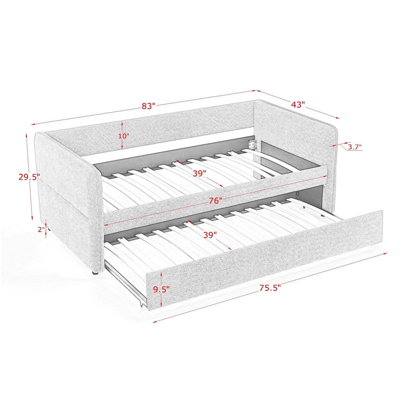 Upholstered Daybed With Pop Up Trundle - The Sleep Loft - Online Mattress Showroom NYC