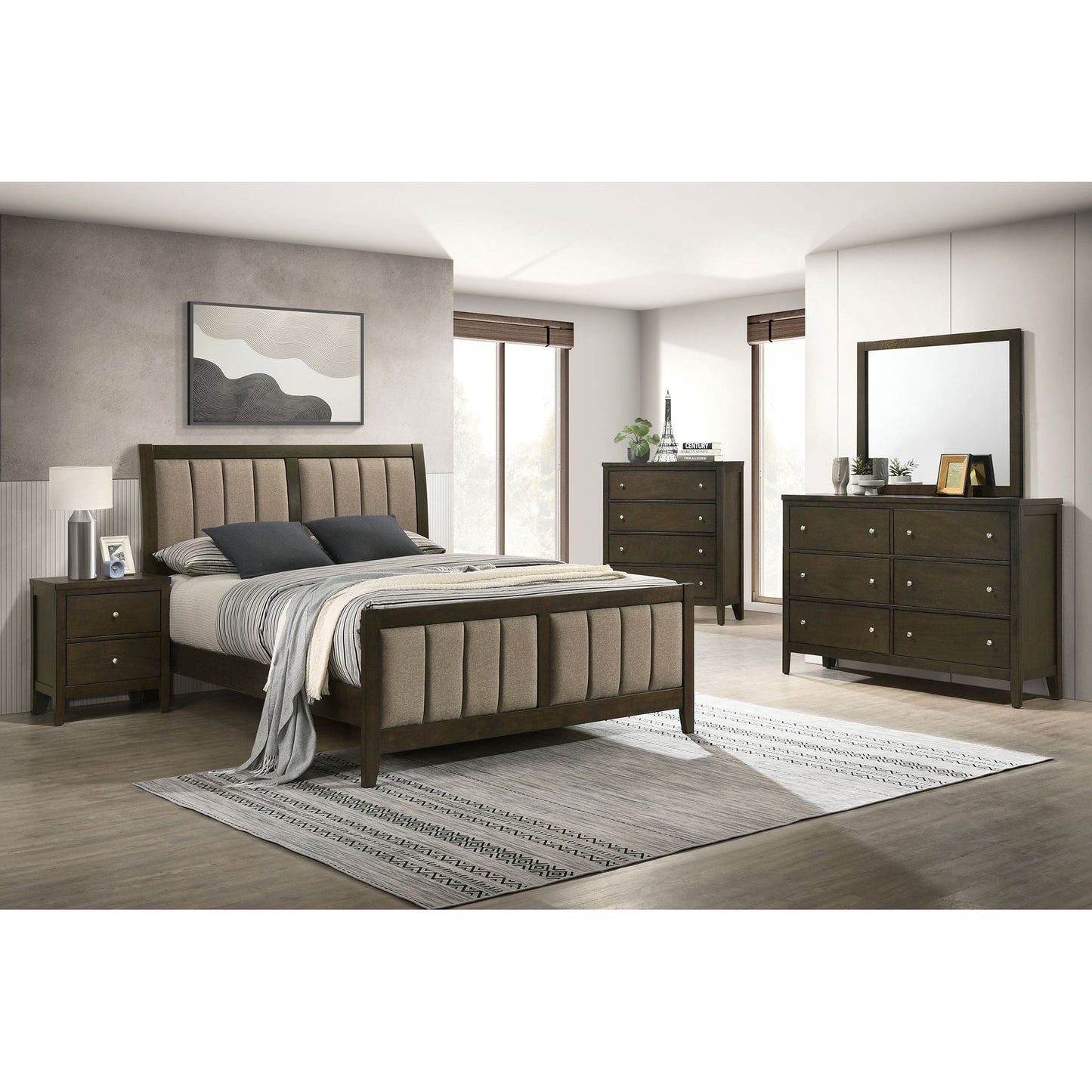 Clement - Upholstered Eastern King Bed - Dark Brown - The Sleep Loft - Online Mattress Showroom NYC