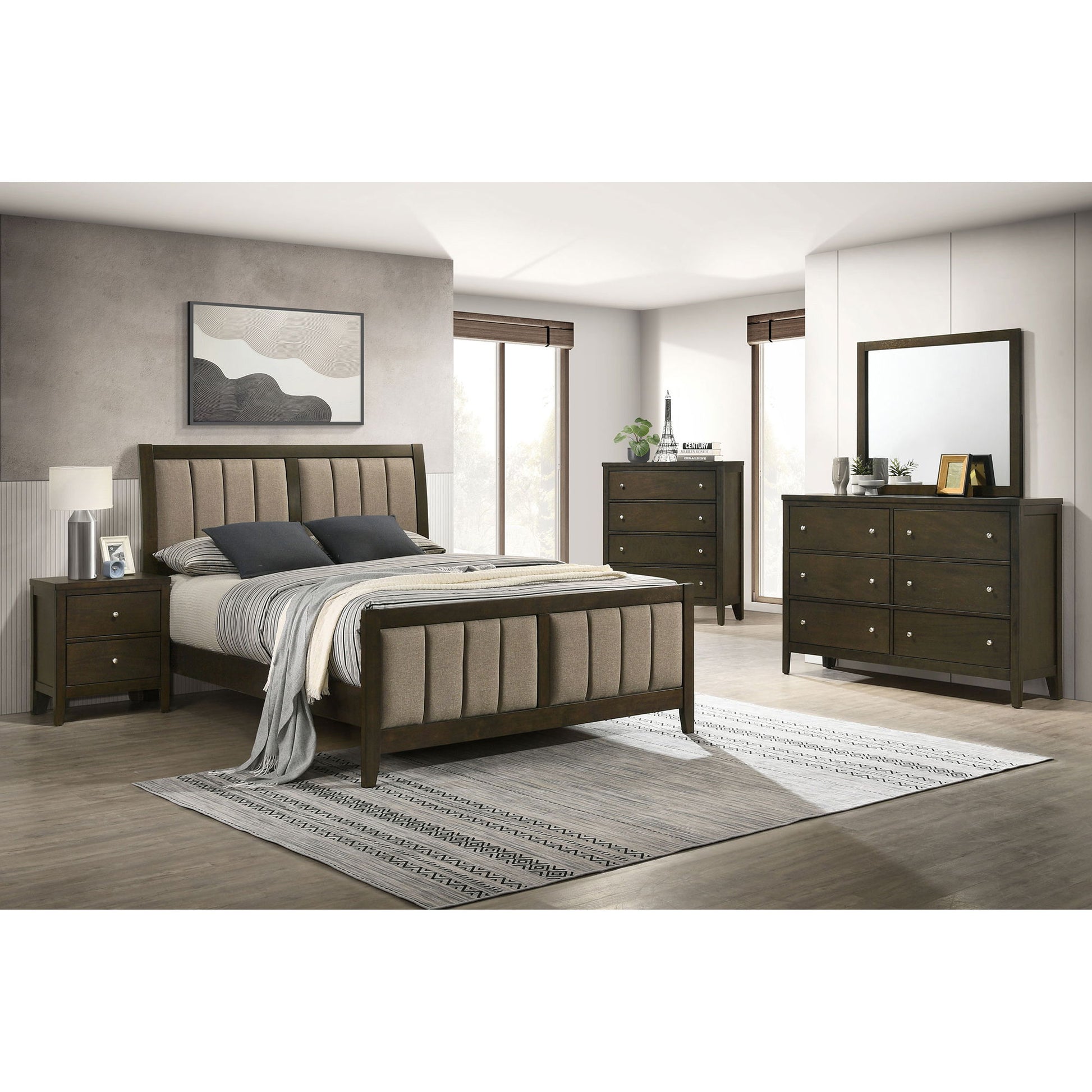 Clement - Upholstered Eastern King Bed - Dark Brown - The Sleep Loft - Online Mattress Showroom NYC