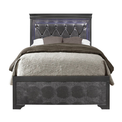 Shaker - Bed With LED Lighting And Crystal Inspired Tufted Headboard - The Sleep Loft - Online Mattress Showroom NYC