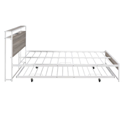 Platform Bed Frame With Trundle, USB Ports And Slat Support, No Box Spring Needed - The Sleep Loft - Online Mattress Showroom NYC