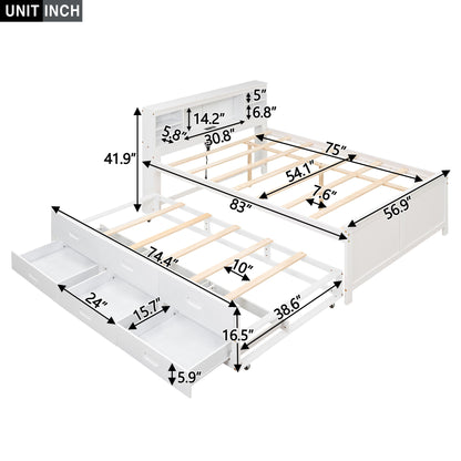 Platform Bed With Storage Headboard, USB, Trundle And 3 Drawers - The Sleep Loft - Online Mattress Showroom NYC