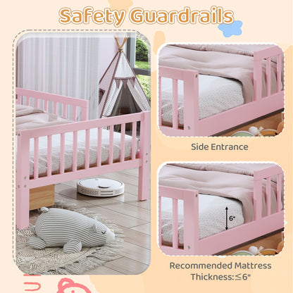Bed With Headboard Storage Rack, 2 Under Bed Drawers, 3 Side Guardrails For Safety - The Sleep Loft - Online Mattress Showroom NYC