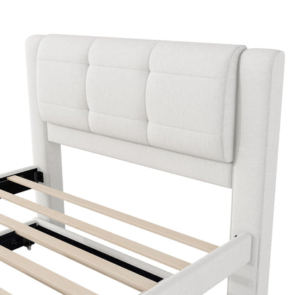 Upholstery Platform Bed With Trundle, Trundle Can Be Flat Or Erected - The Sleep Loft - Online Mattress Showroom NYC