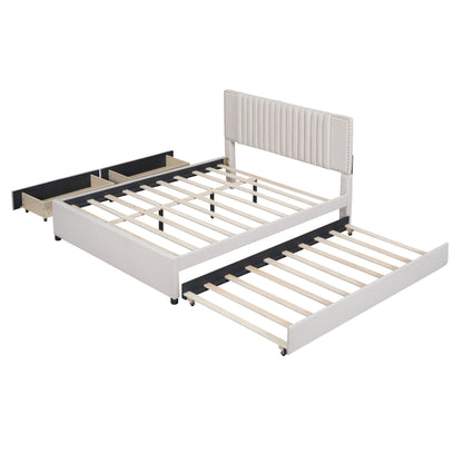 Upholstered Platform Bed With Drawers, Classic Headboard Design - The Sleep Loft - Online Mattress Showroom NYC