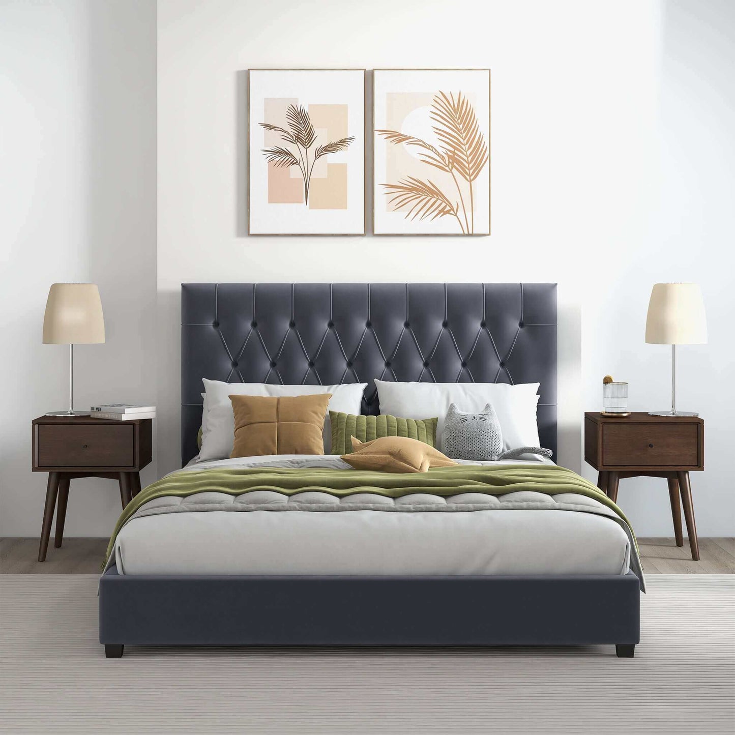 Donald - Mid-Century Modern Upholstered Platform Bed - The Sleep Loft - Online Mattress Showroom NYC