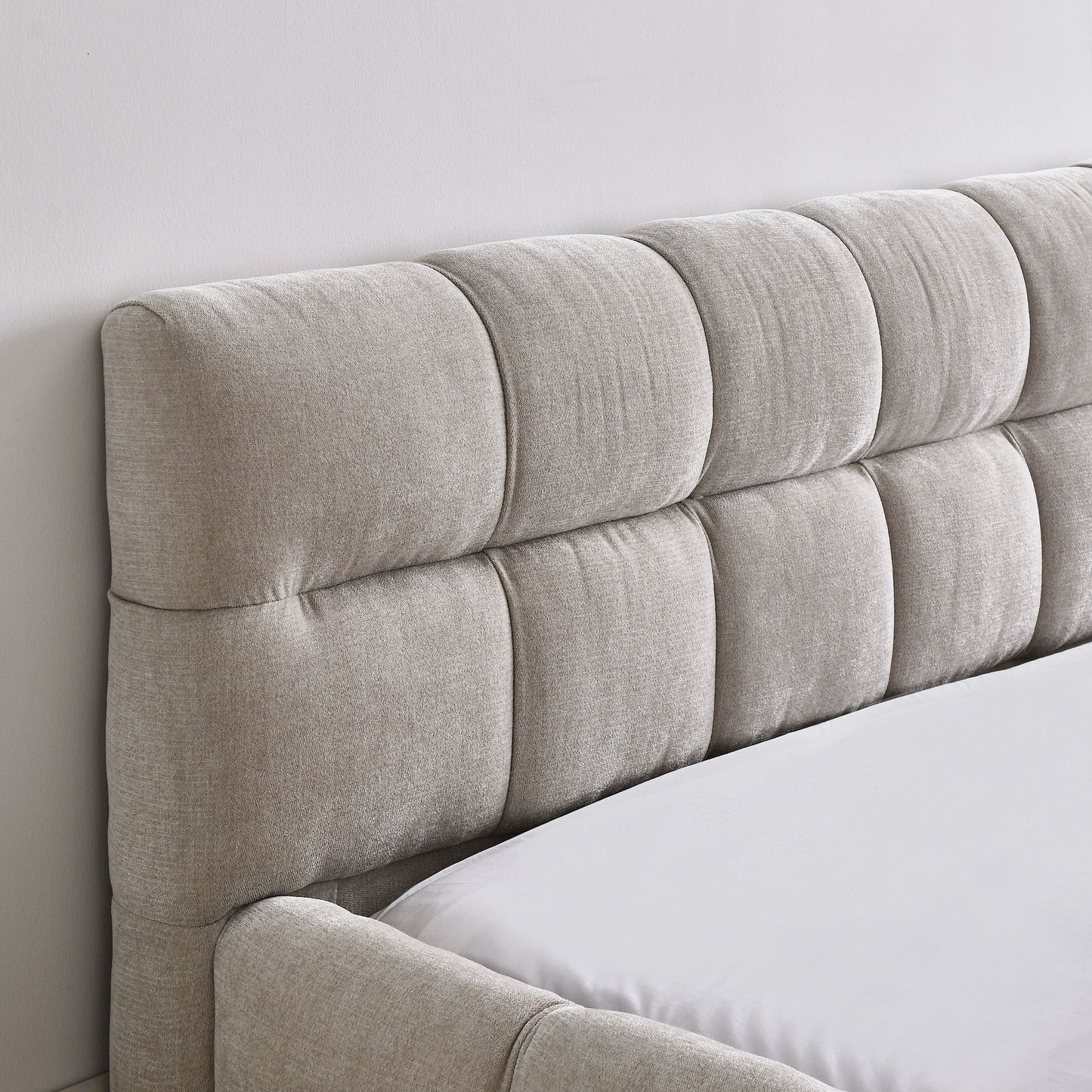 Modern Platform Bed Frame With Thick Fabric - The Sleep Loft - Online Mattress Showroom NYC