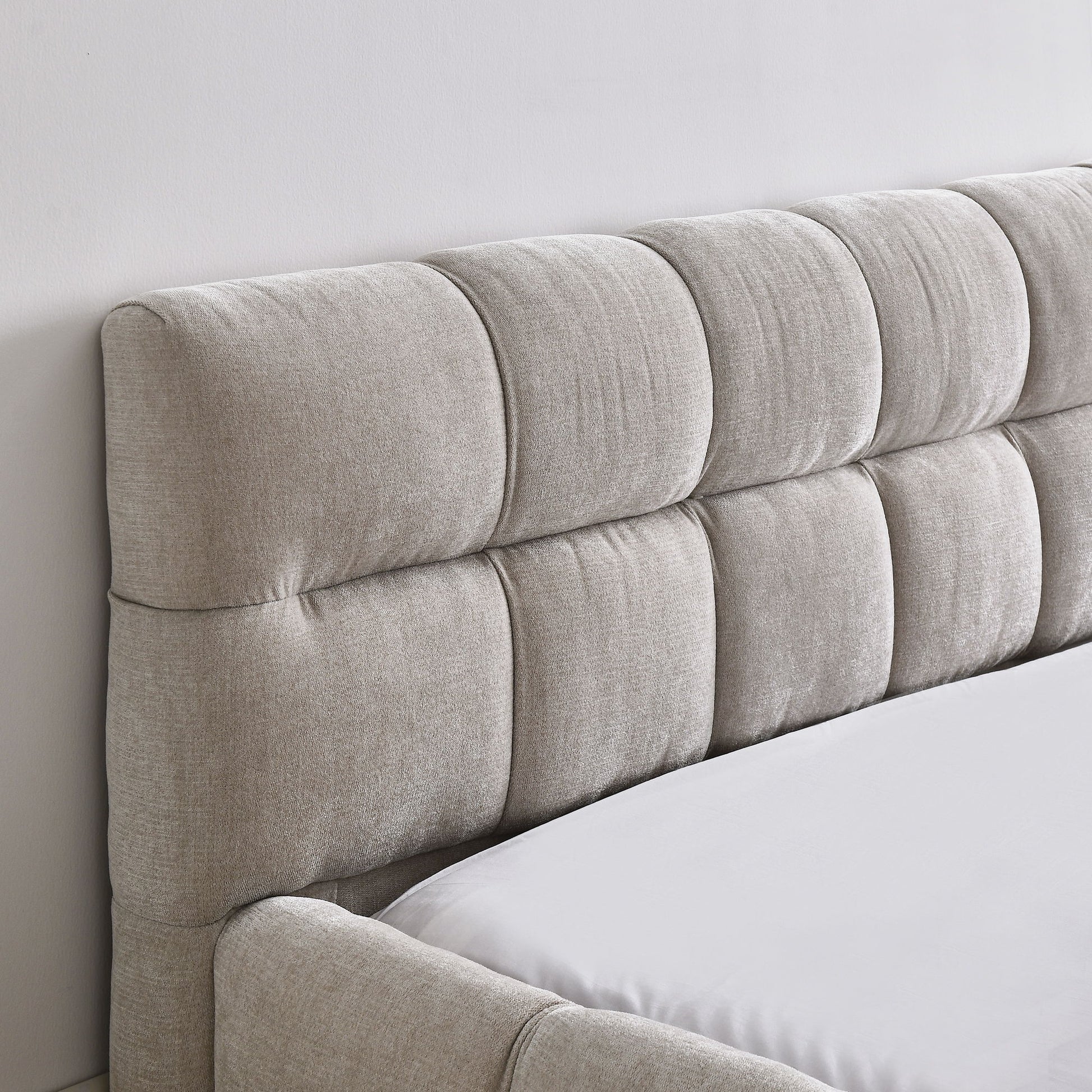Modern Platform Bed Frame With Thick Fabric - The Sleep Loft - Online Mattress Showroom NYC