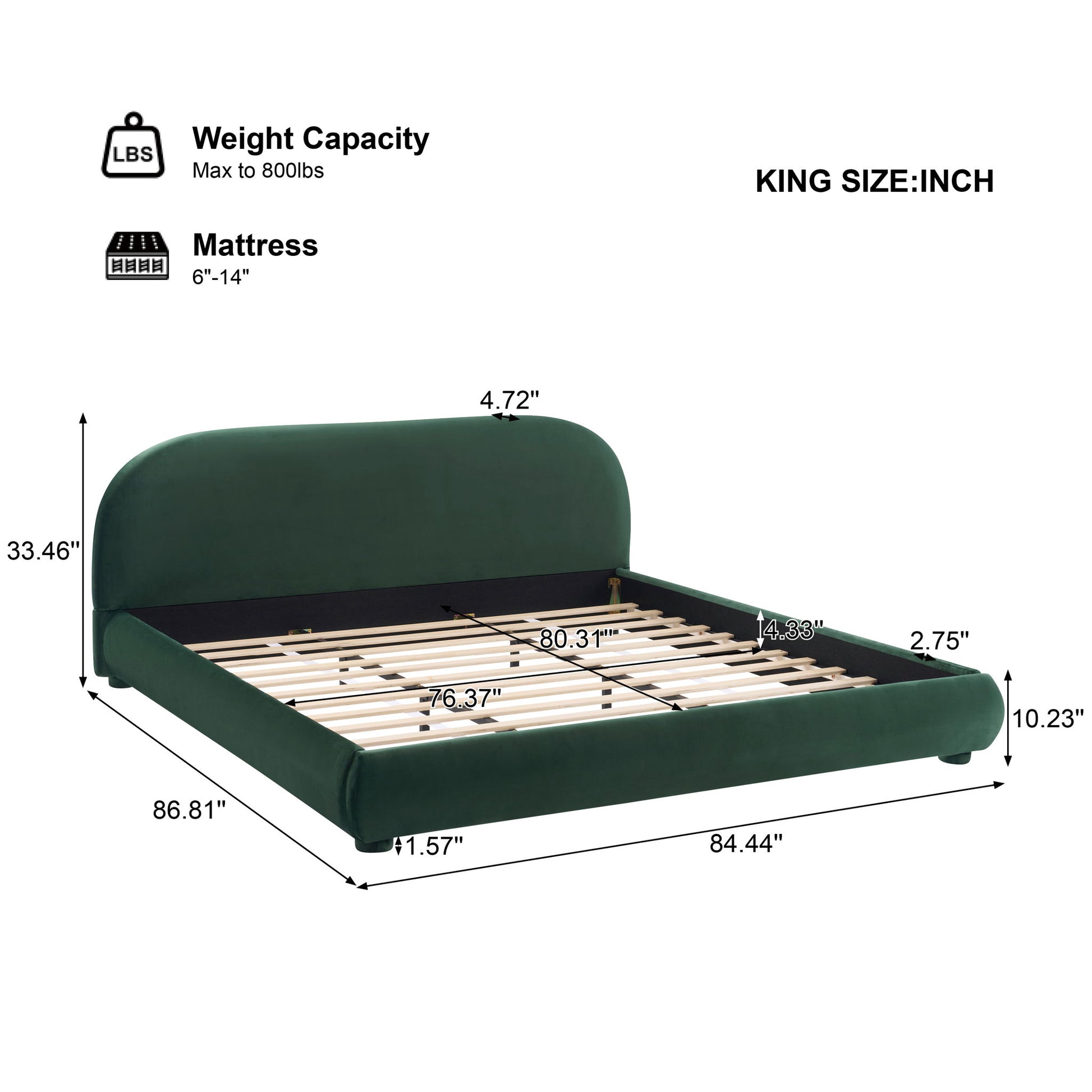 Upholstered Simple Modern Bedroom Bed With Curved Headboard - The Sleep Loft - Online Mattress Showroom NYC