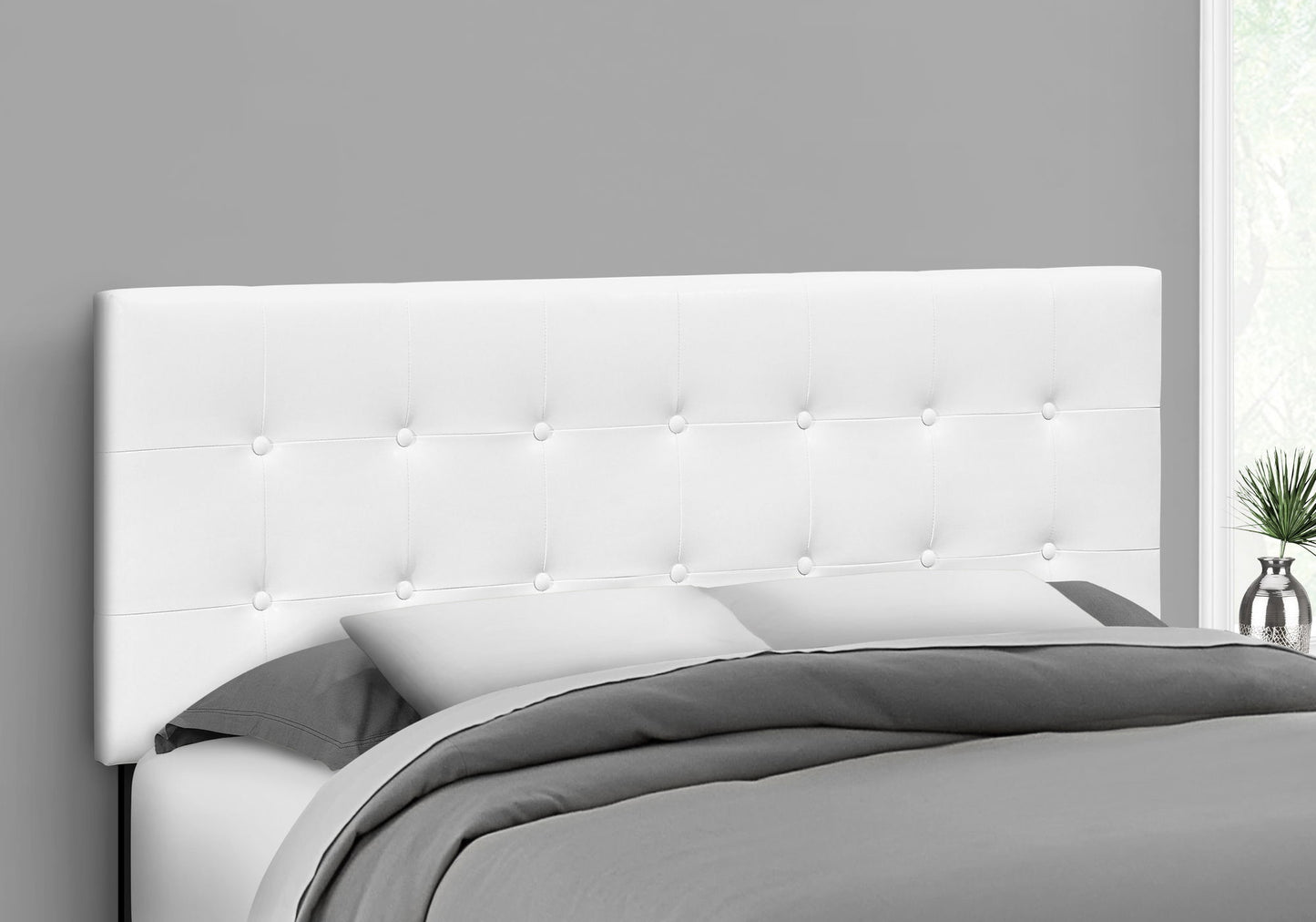 Queen Size Headboard Only Upholstered Leather Look - White - The Sleep Loft - Online Mattress Showroom NYC