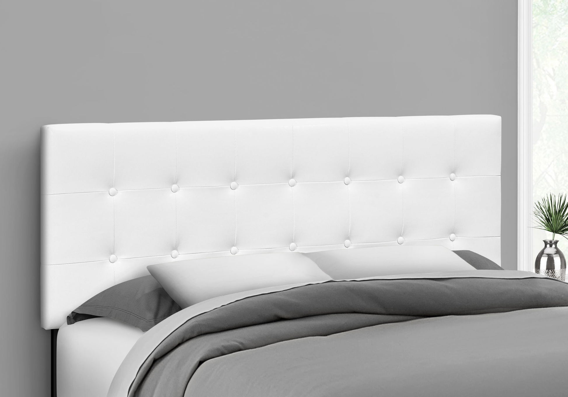 Queen Size Headboard Only Upholstered Leather Look - White - The Sleep Loft - Online Mattress Showroom NYC