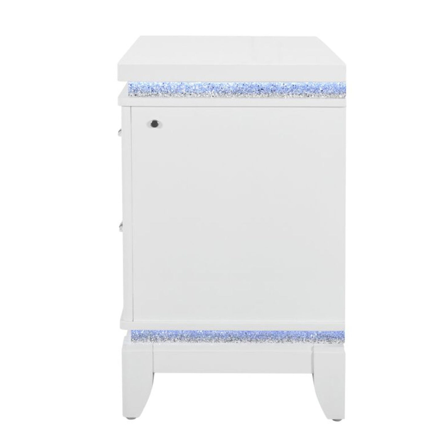 Adalid - Nightstand With Glittered Drawer Front And LED Lighting - White - The Sleep Loft - Online Mattress Showroom NYC