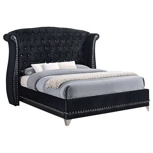 Barzini Upholstered California King Wingback Bed Black - The Sleep Loft - Online Mattress Showroom NYC