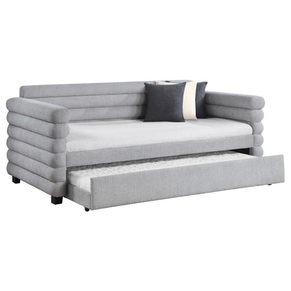 Patricia Boucle Upholstered Twin Day Bed with Trundle Grey 