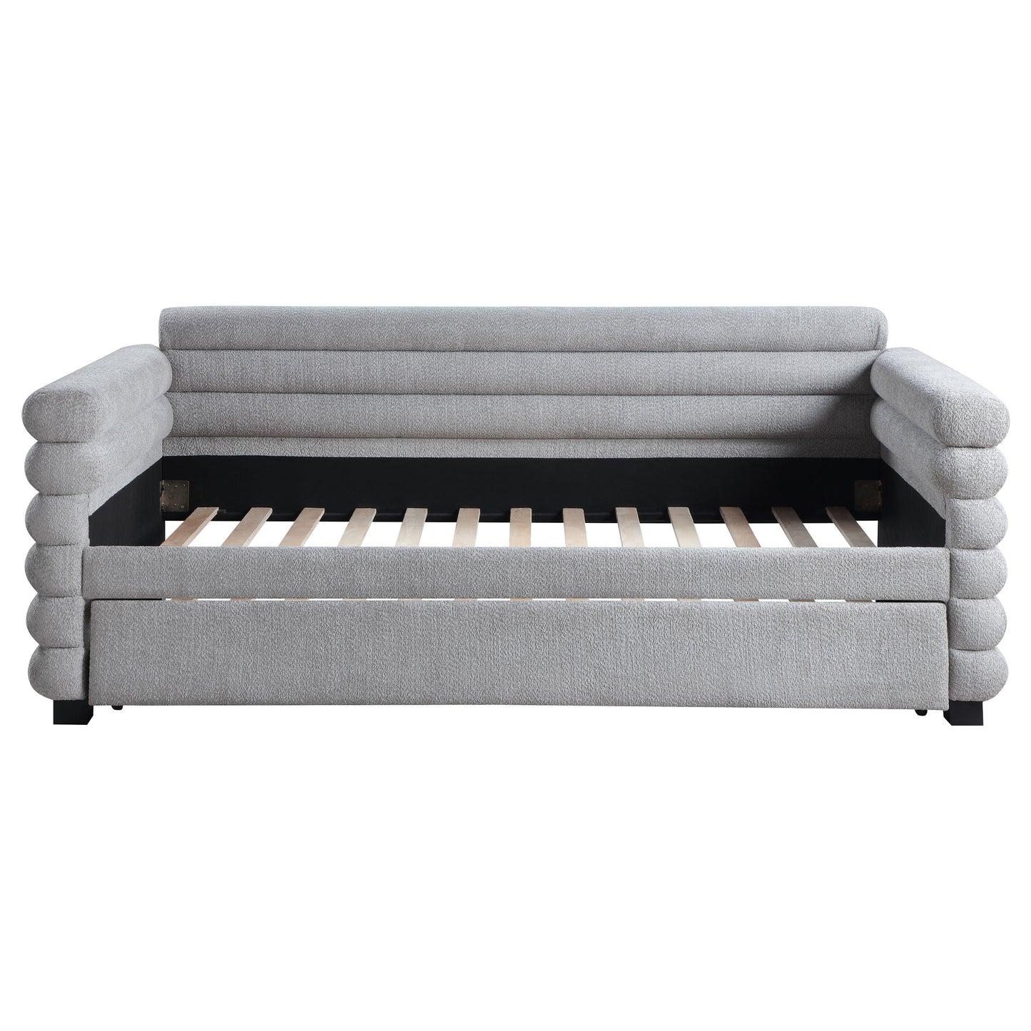 Patricia Boucle Upholstered Twin Day Bed with Trundle Grey 