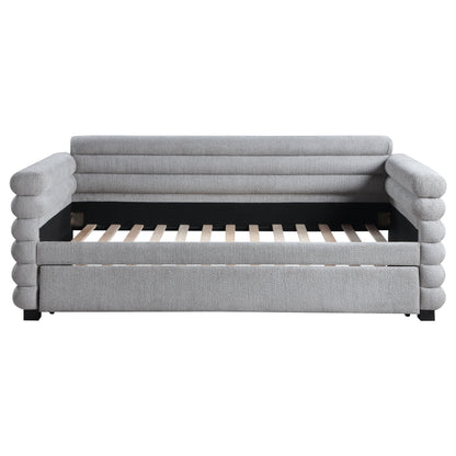 Patricia Boucle Upholstered Twin Day Bed with Trundle Grey 