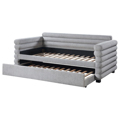 Patricia Boucle Upholstered Twin Day Bed with Trundle Grey 