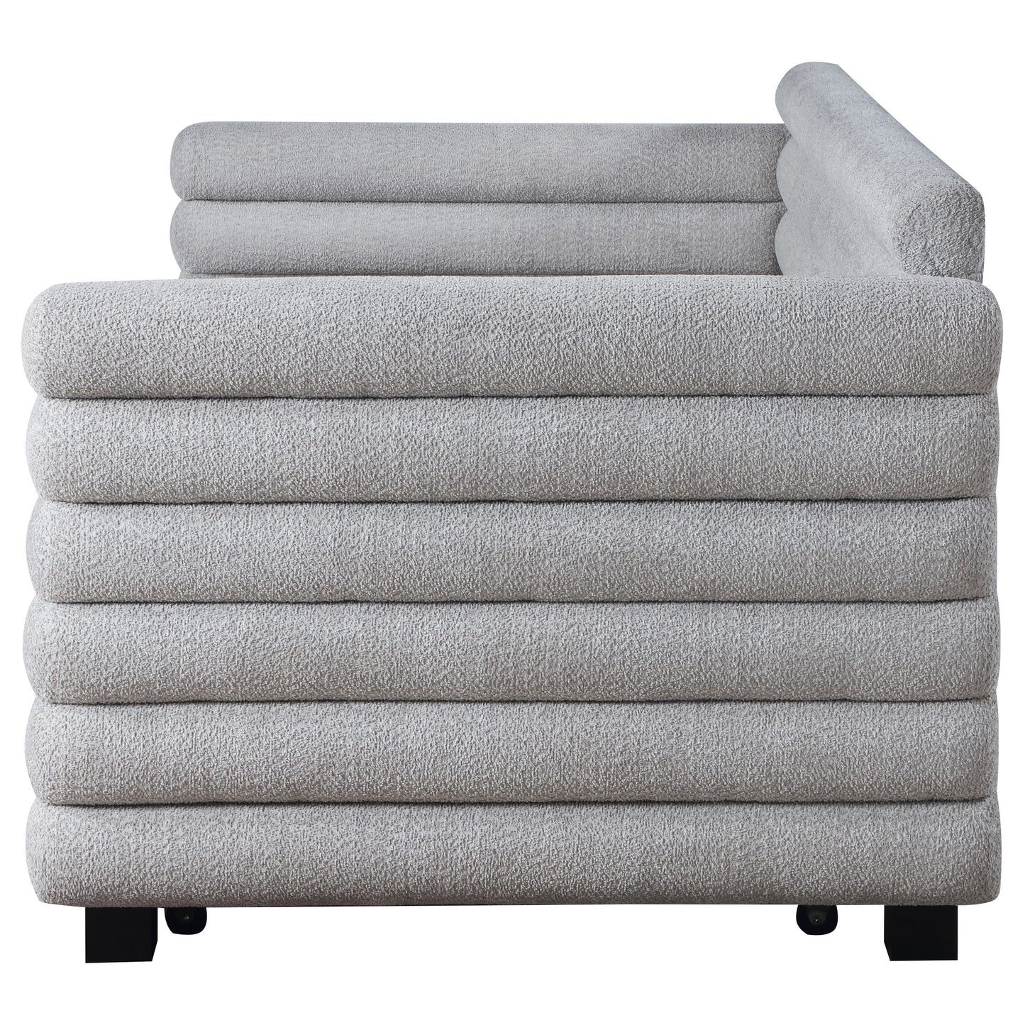 Patricia Boucle Upholstered Twin Day Bed with Trundle Grey 